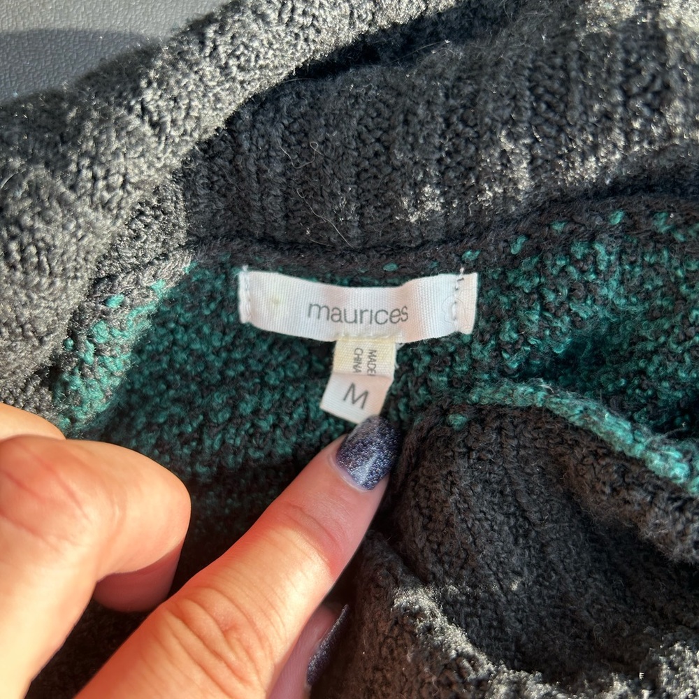 Maurices Charcoal and Teal Knit Sweater